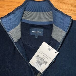Carhartt Men's Blue and Gray Zip-Up Sweater